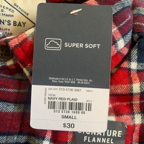 St. John’s bay quality mens wear size long sleeve, Navy red plaid super soft - Picture 5 of 8